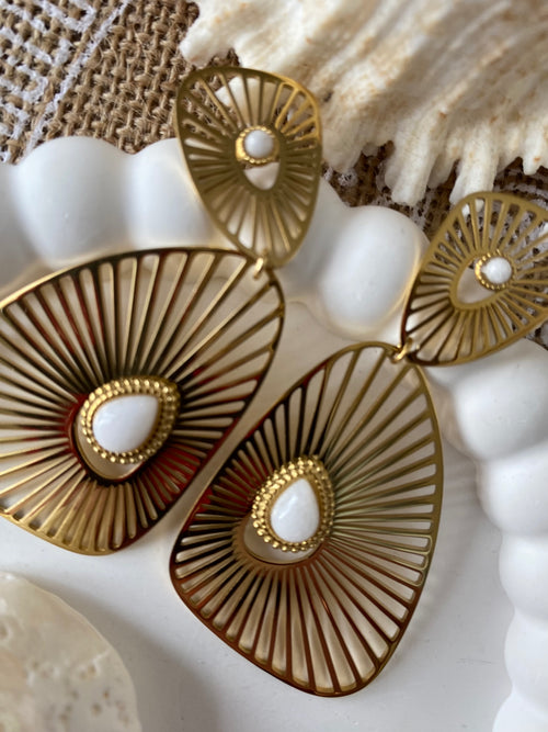 BOUCLES D'OREILLES EMY BLANCHE   ACIER INOXYDABLE