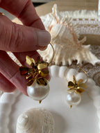 BOUCLES D'OREILLES CREOLE GROSSE PERLE   ACIER INOXYDABLE