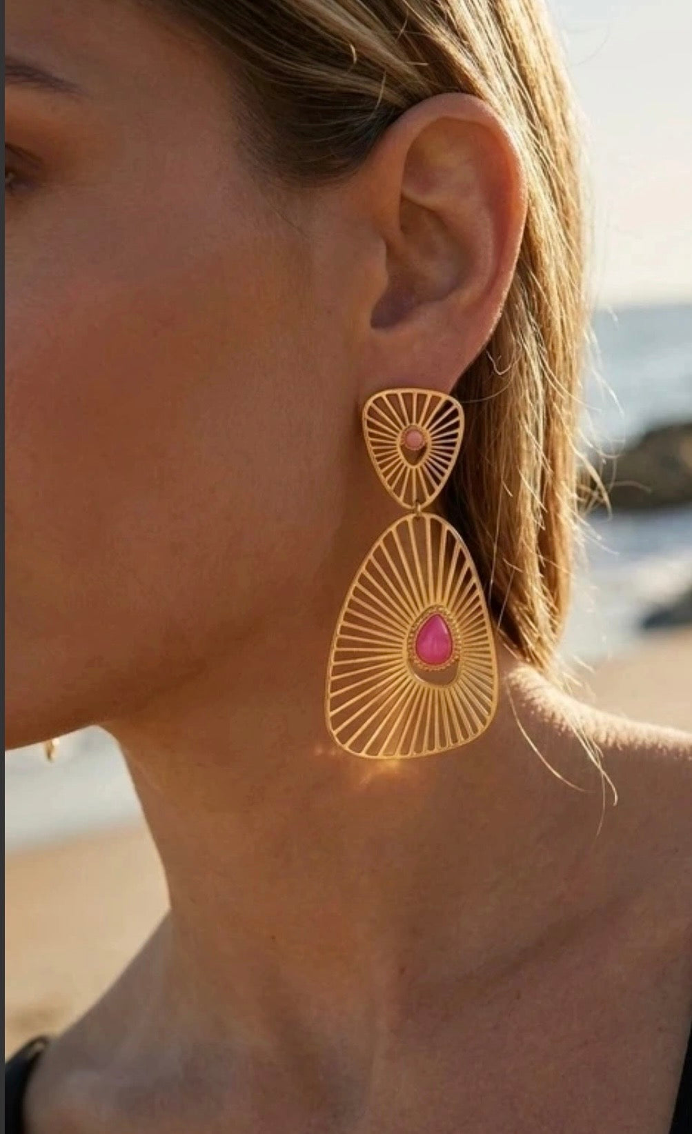 BOUCLES D'OREILLES EMY ROSE  ACIER INOXYDABLE