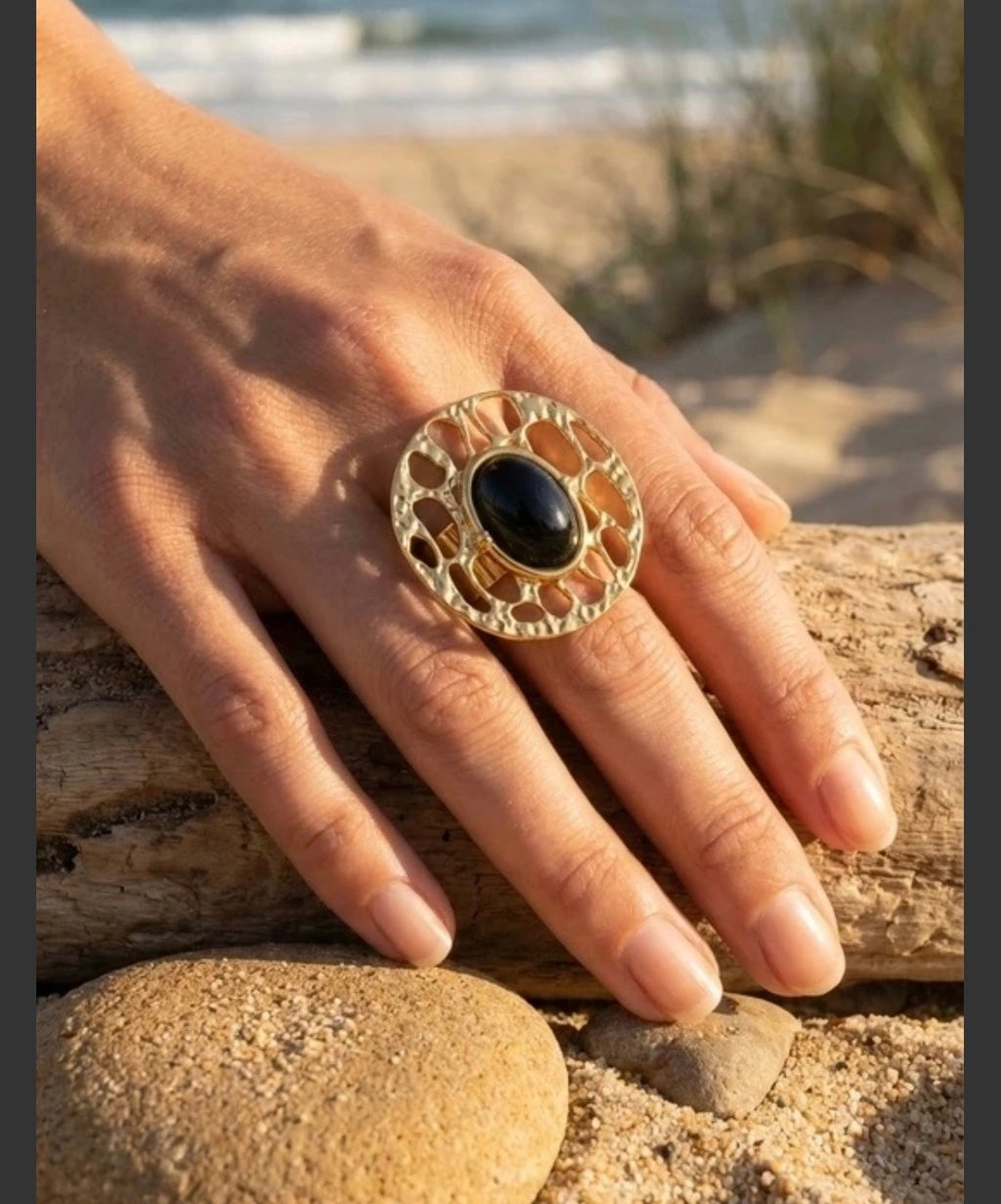 BAGUE BEACH ACIER INOXYDABLE NOIR