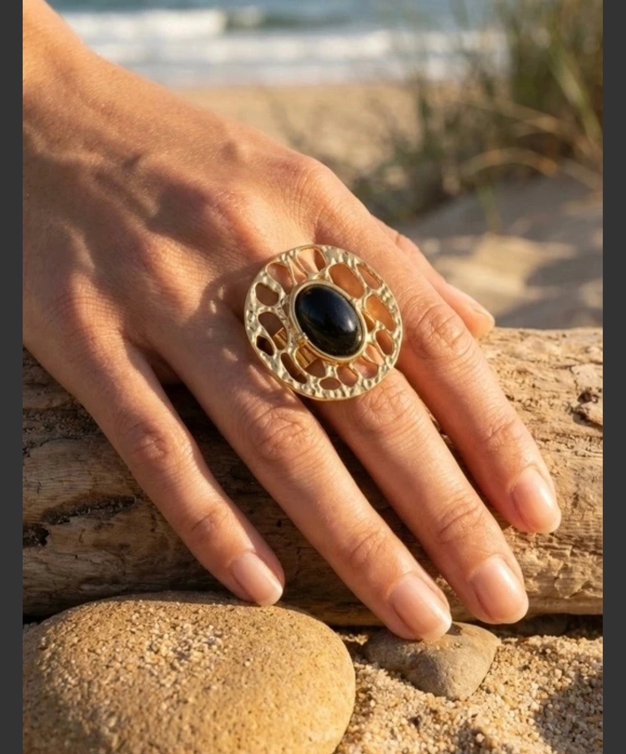 BAGUE BEACH ACIER INOXYDABLE NOIR