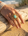 BAGUE BEACH ACIER INOXYDABLE VERT D'EAU