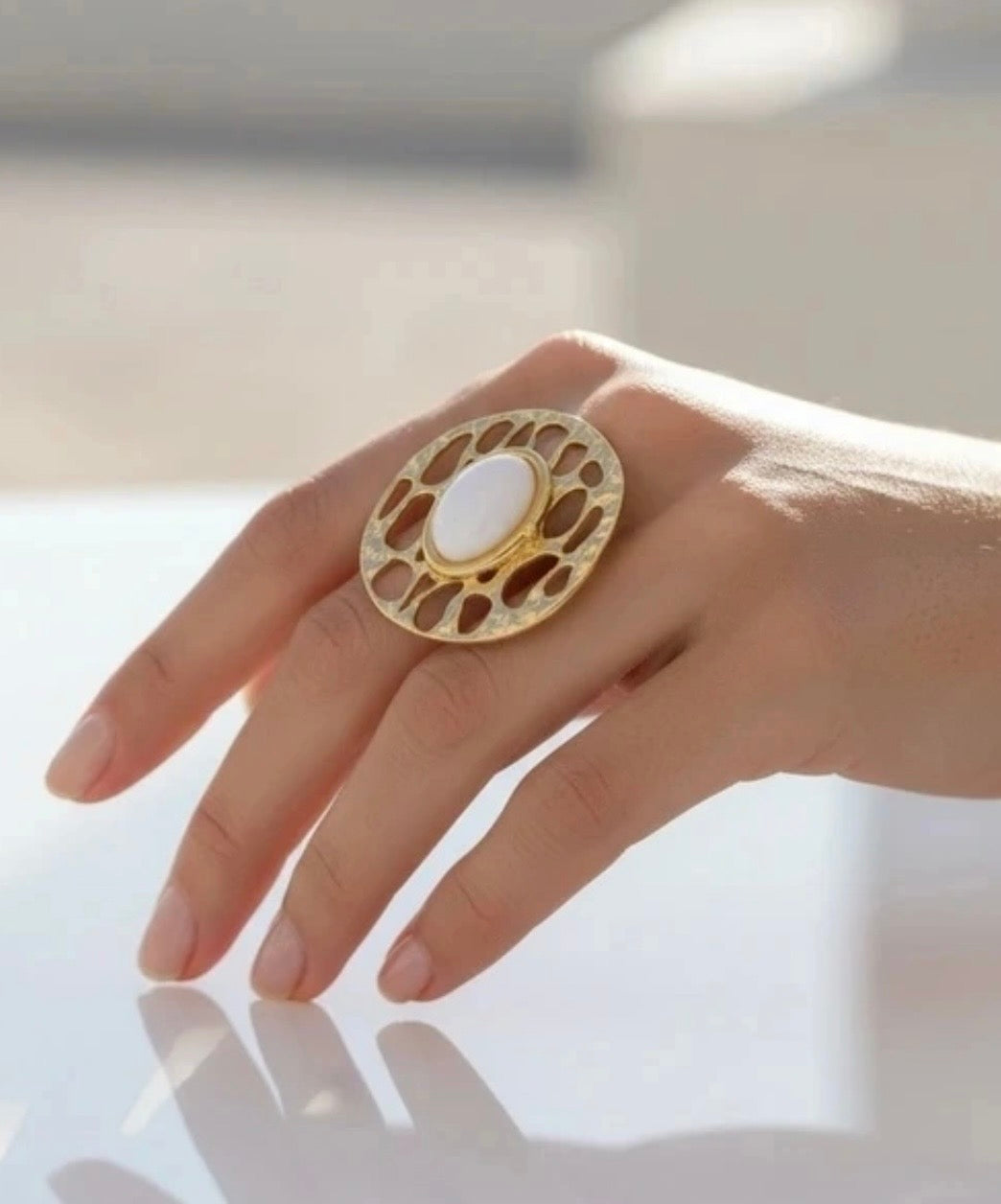 BAGUE BEACH ACIER INOXYDABLE BLANCHE