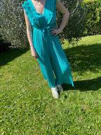 Combinaison plissée turquoise