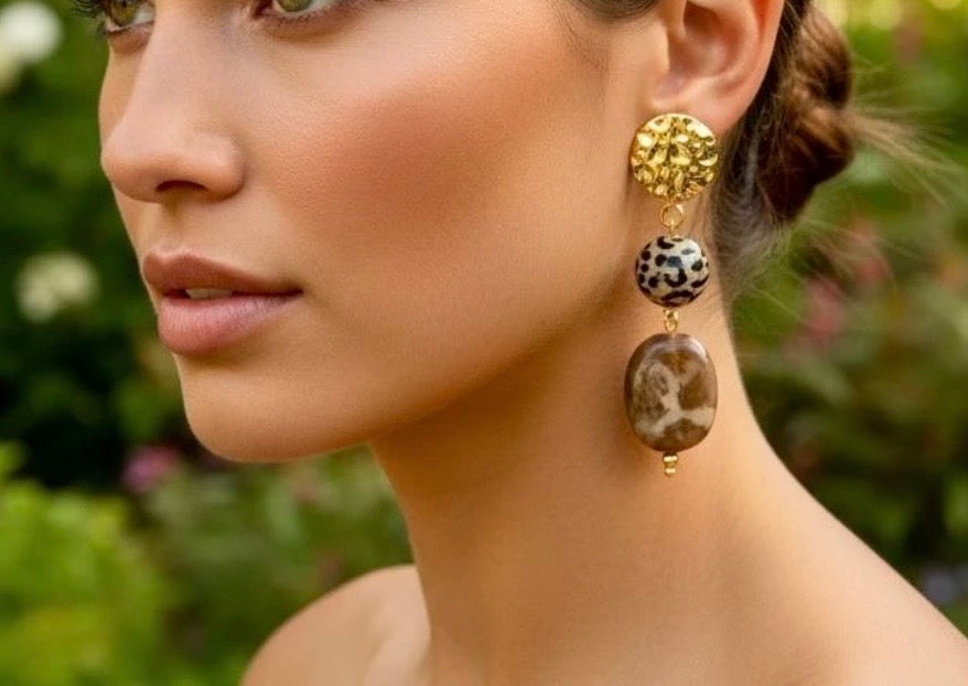 BOUCLES D'OREILLES LEOPARD  ACIER INOXYDABLE