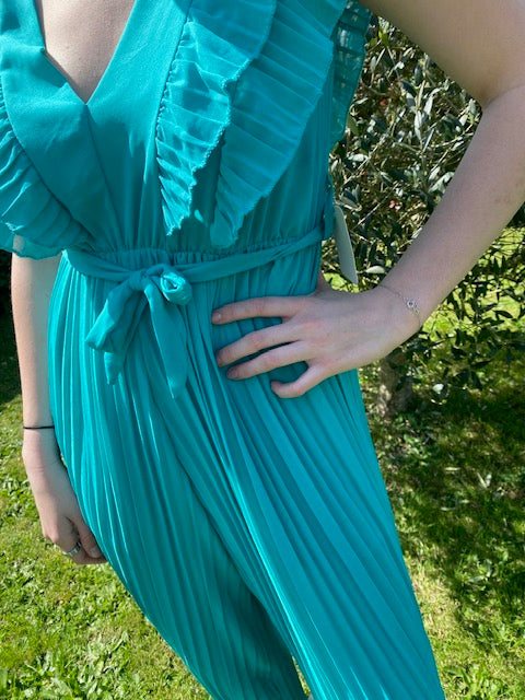 Combinaison plissée turquoise