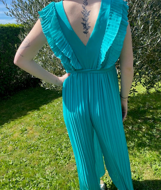 Combinaison plissée turquoise