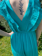 Combinaison plissée turquoise
