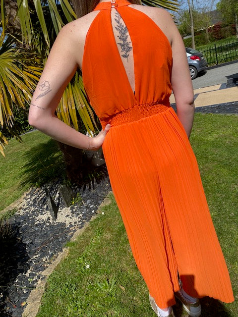 combinaison sans manche uni  corail