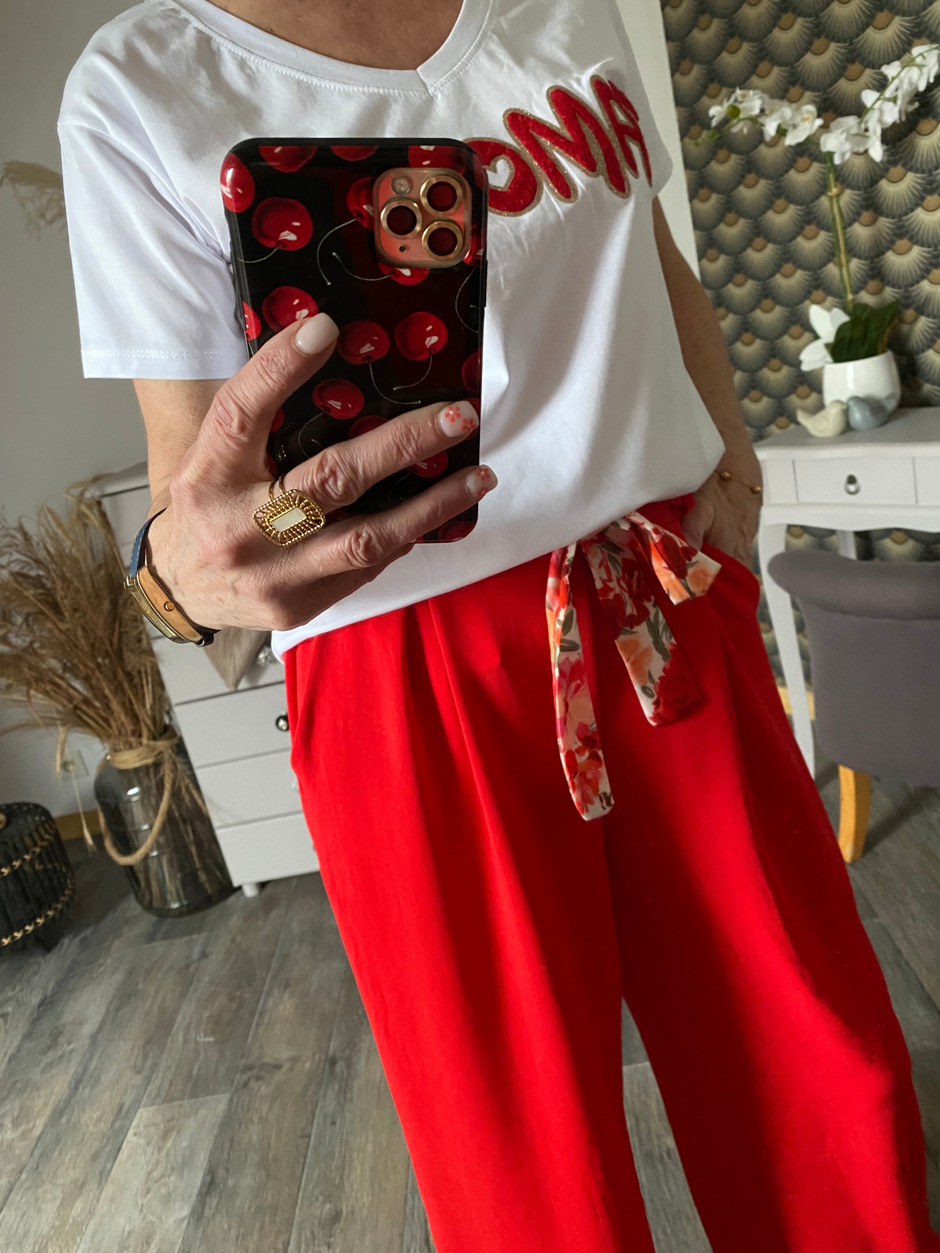 PANTALON  PALAZZO MILY ROUGE  TU 40/48
