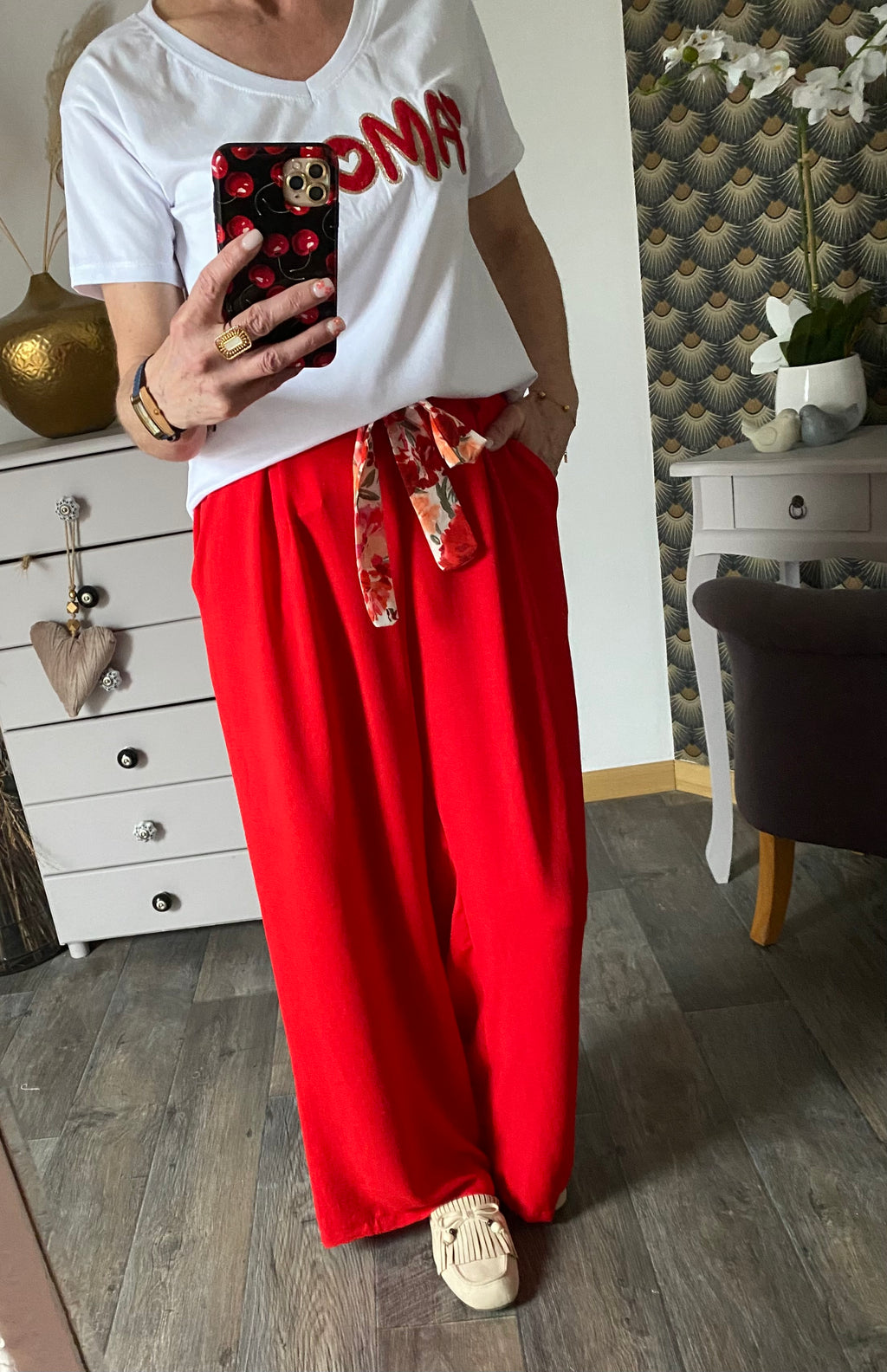 PANTALON  PALAZZO MILY ROUGE  TU 40/48