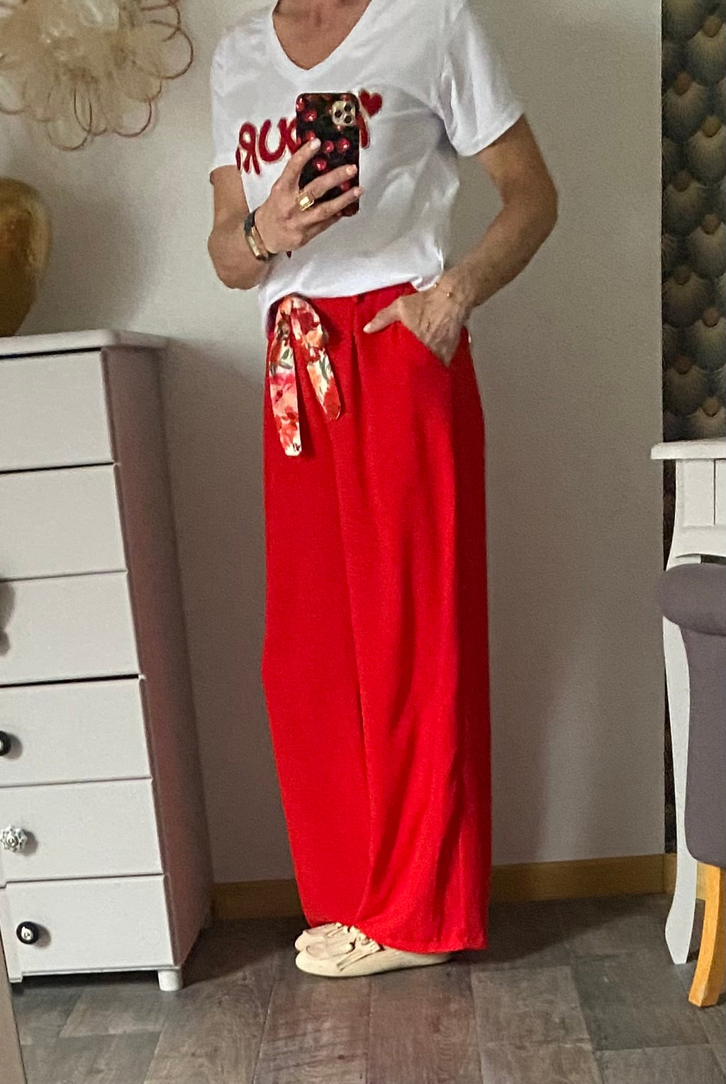 PANTALON  PALAZZO MILY ROUGE  TU 40/48