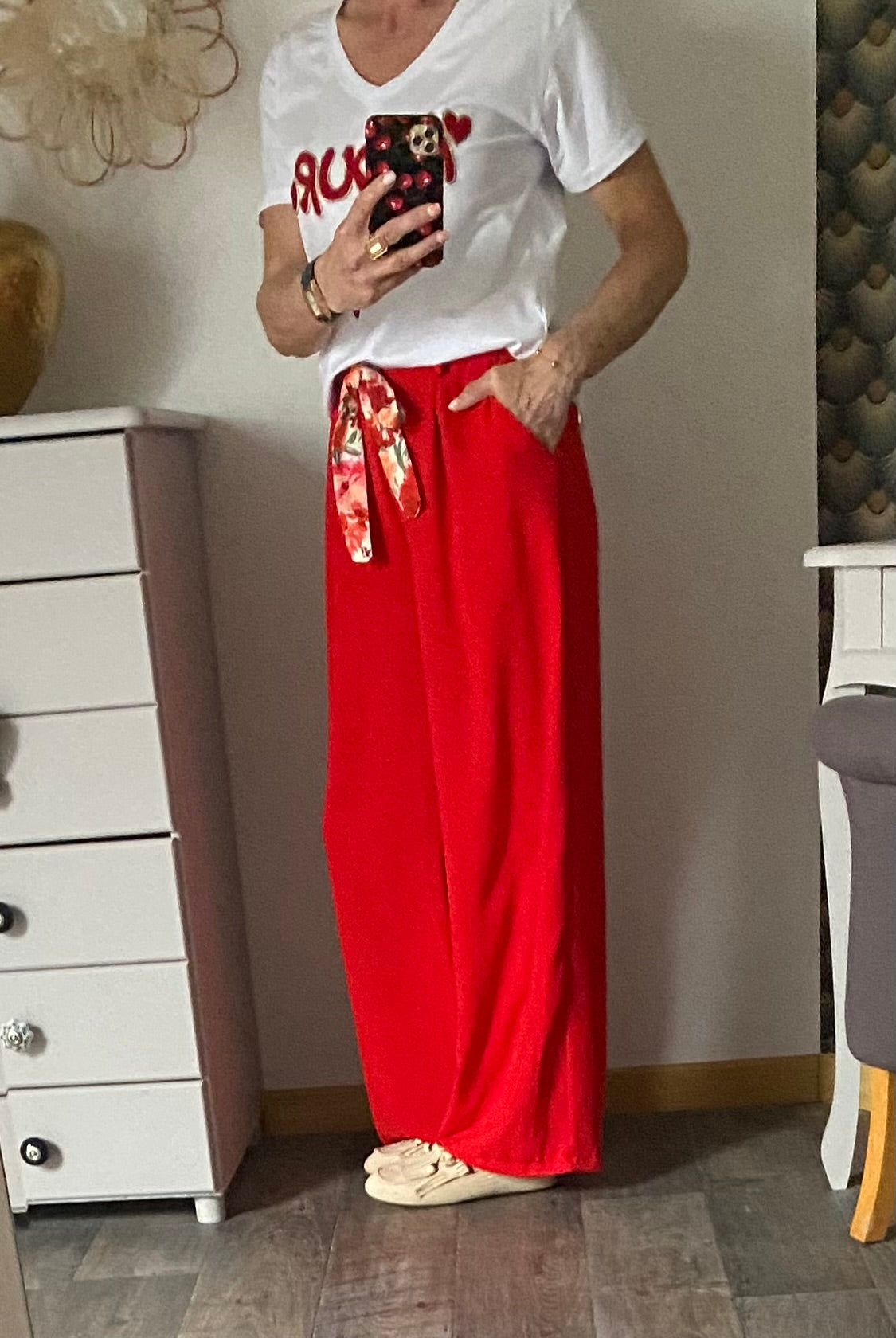 PANTALON  PALAZZO MILY ROUGE  TU 40/48