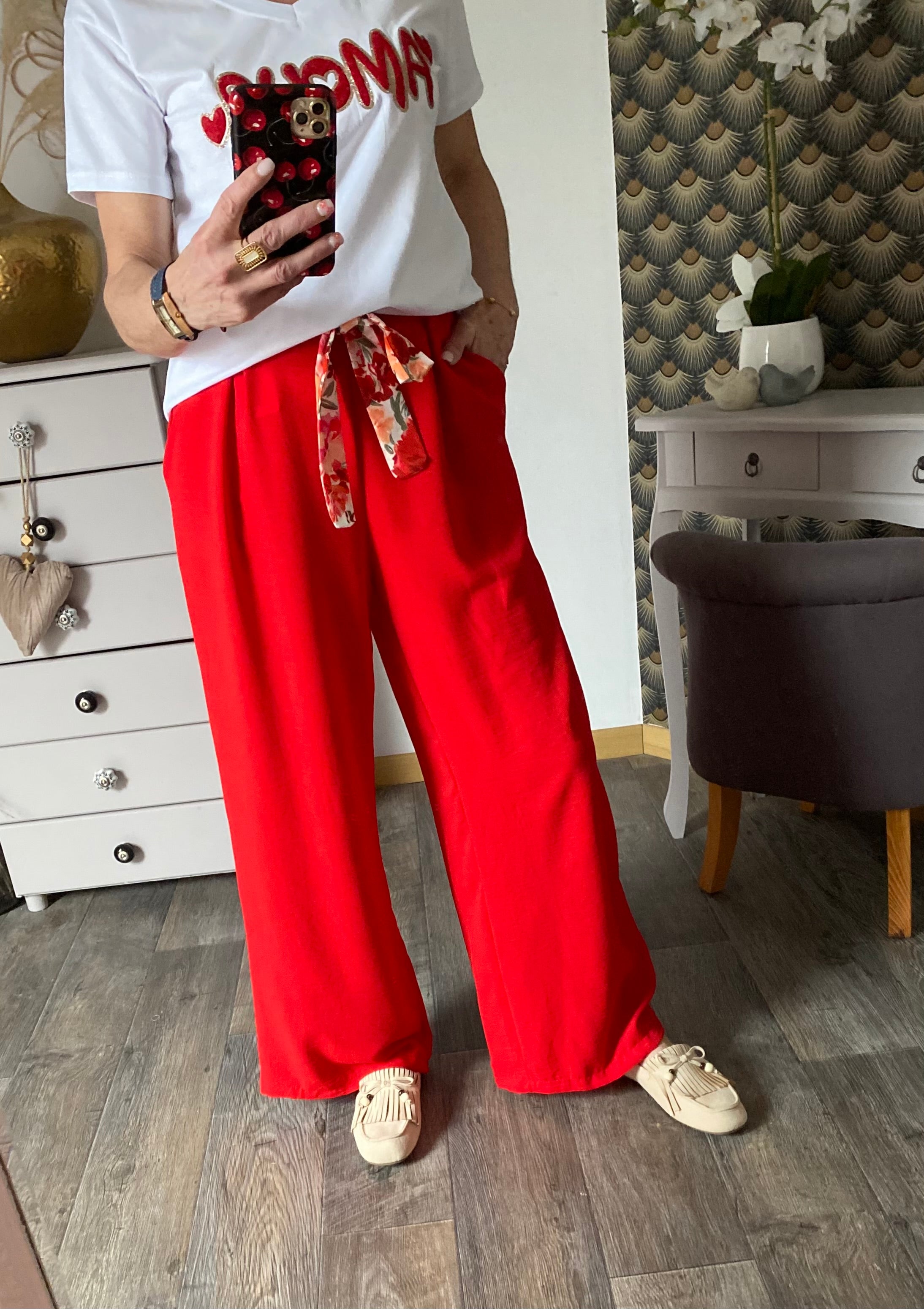 PANTALON  PALAZZO MILY ROUGE  TU 40/48