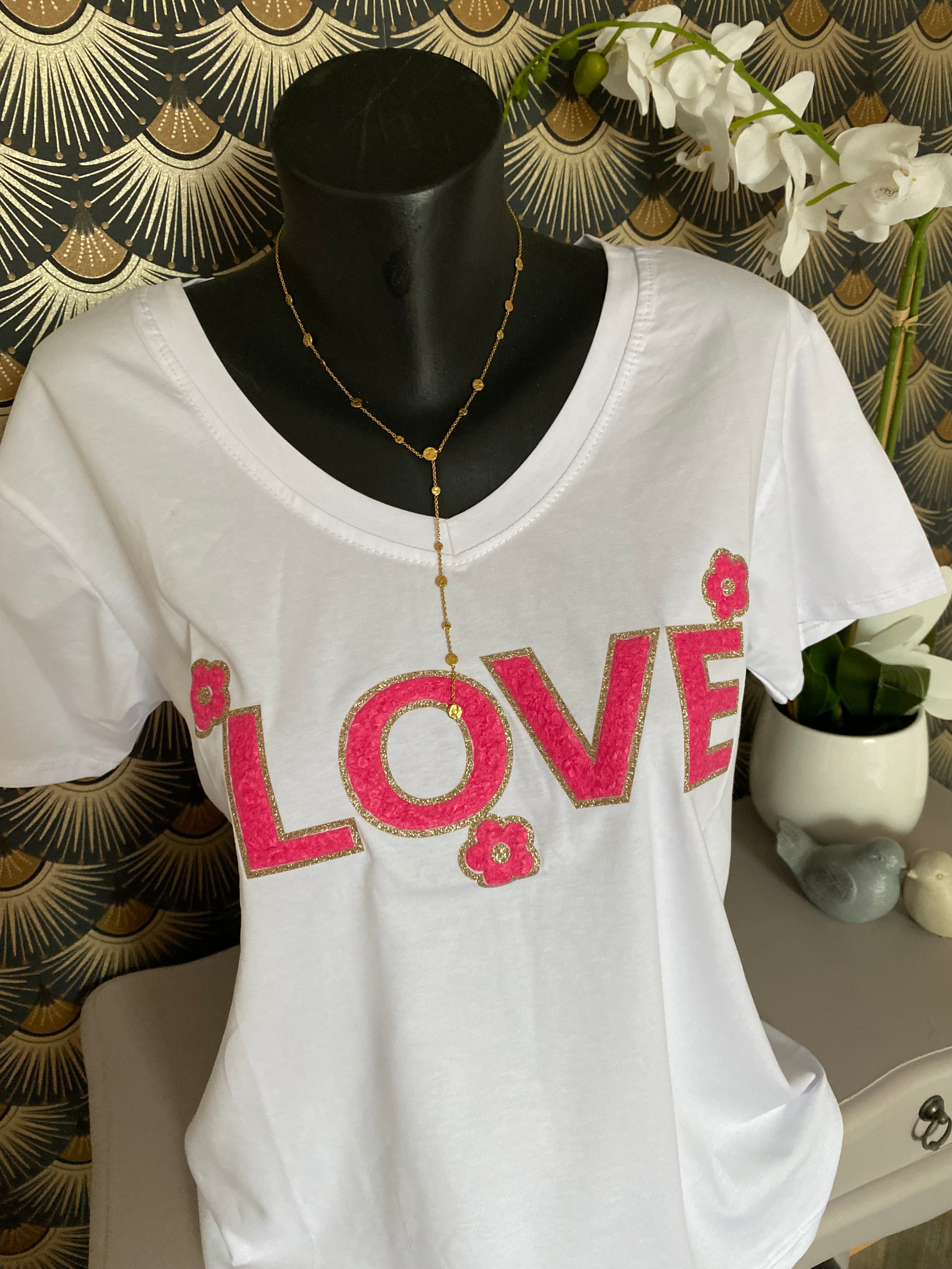 T -SHIRT LOVE FUSHIA  TU 38/46
