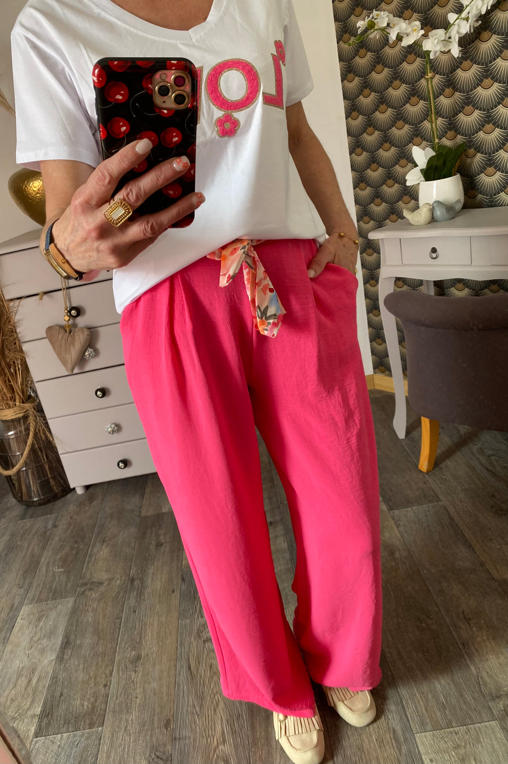 PANTALON  PALAZZO MILY FUSHIA  TU 40/48