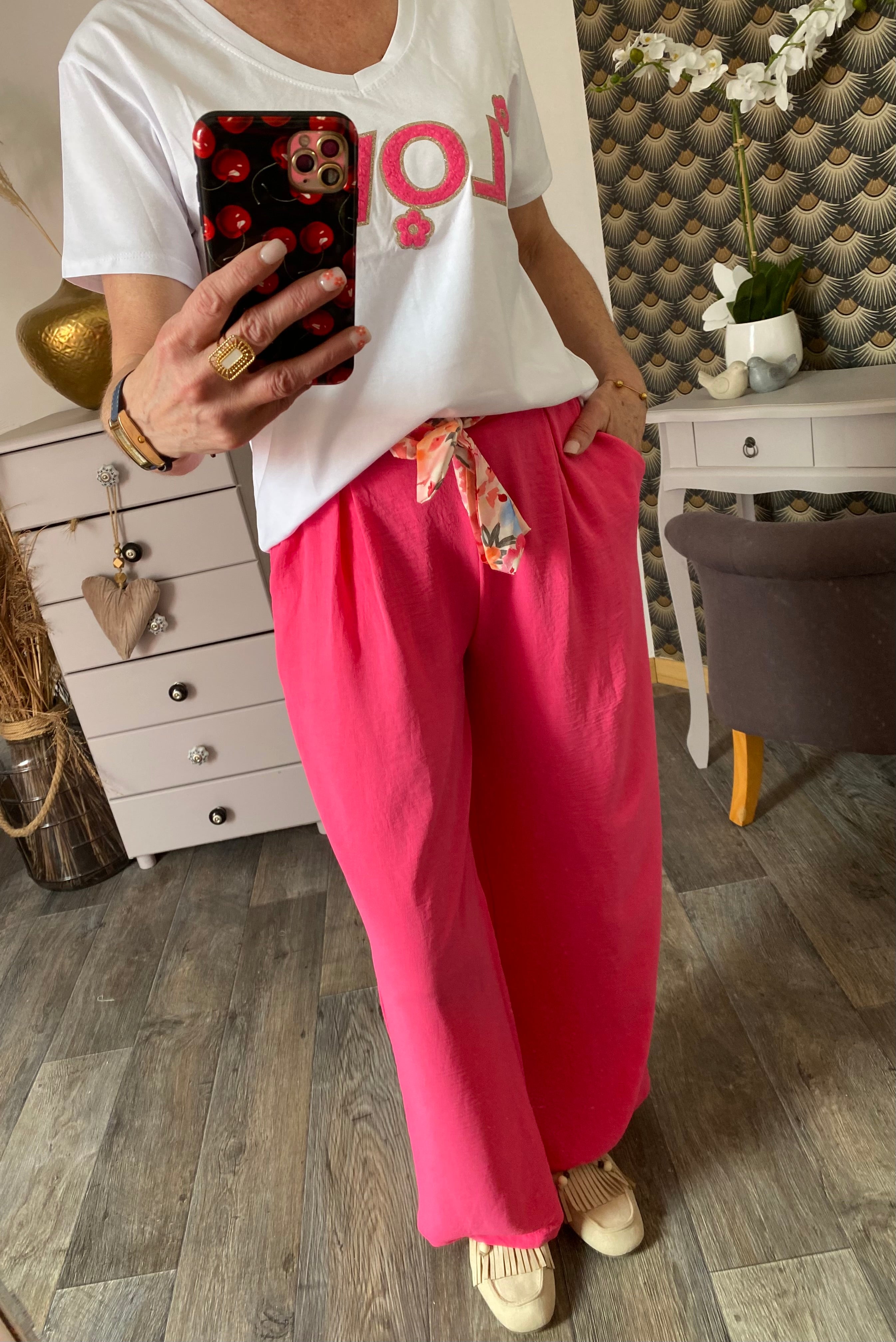 PANTALON  PALAZZO MILY FUSHIA  TU 40/48