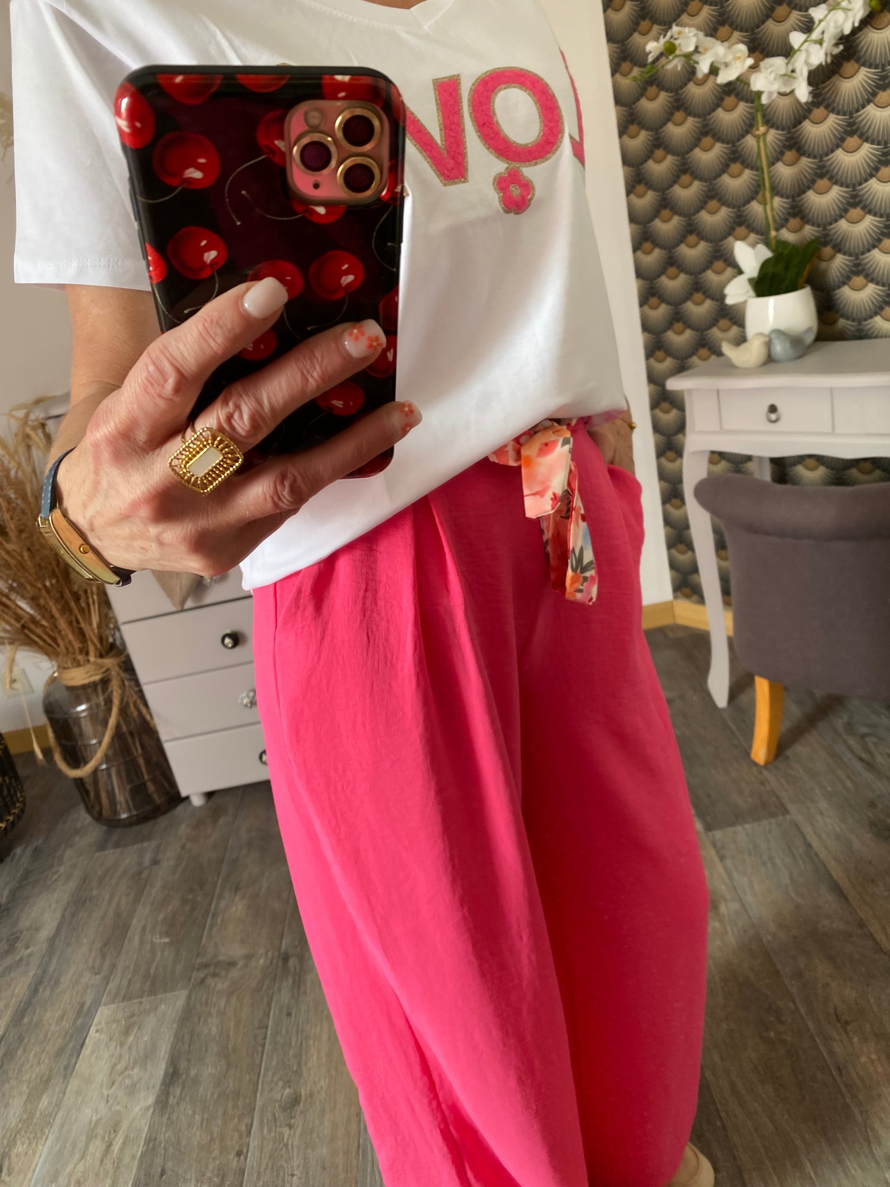 PANTALON  PALAZZO MILY FUSHIA  TU 40/48