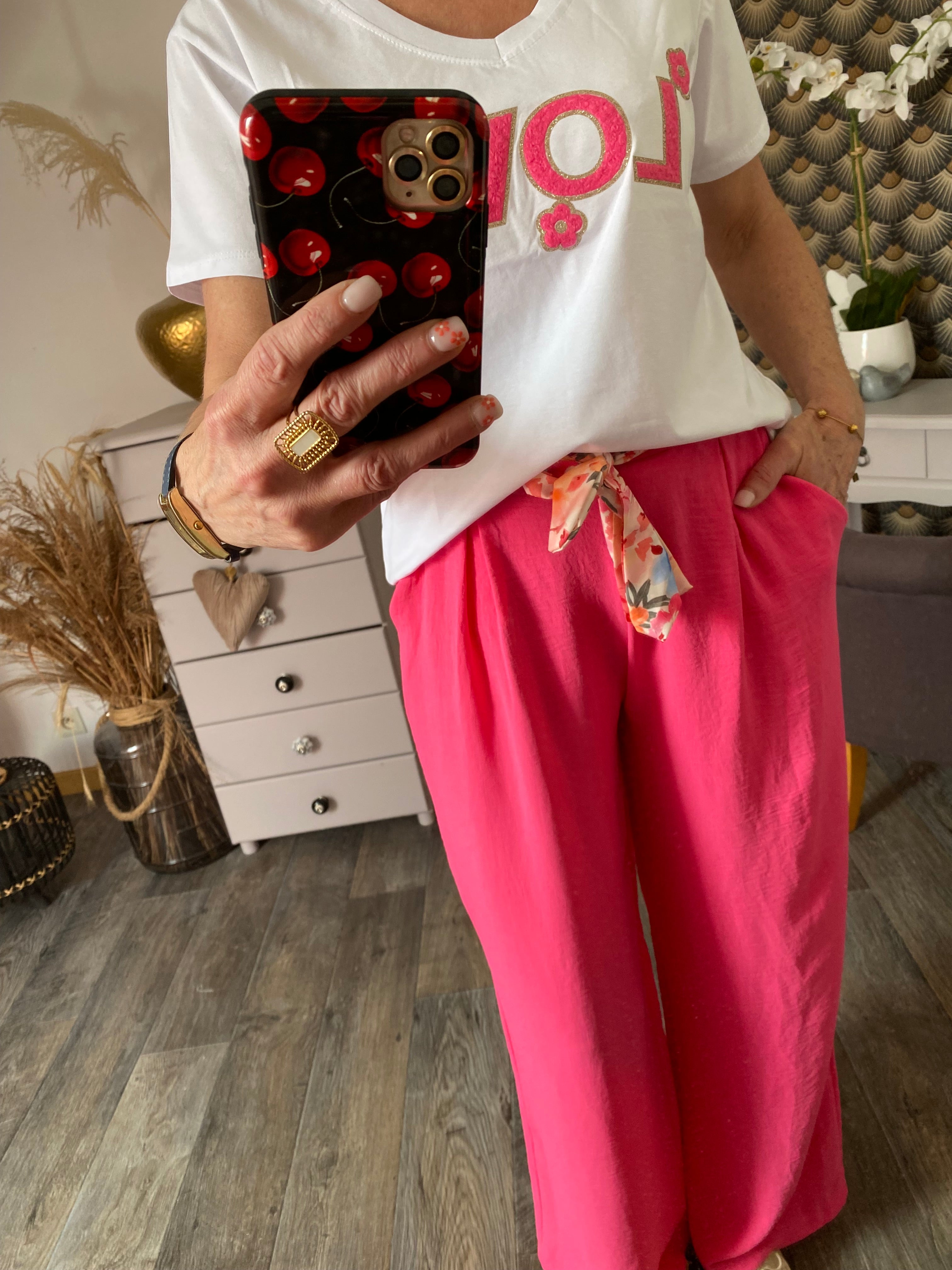 PANTALON  PALAZZO MILY FUSHIA  TU 40/48