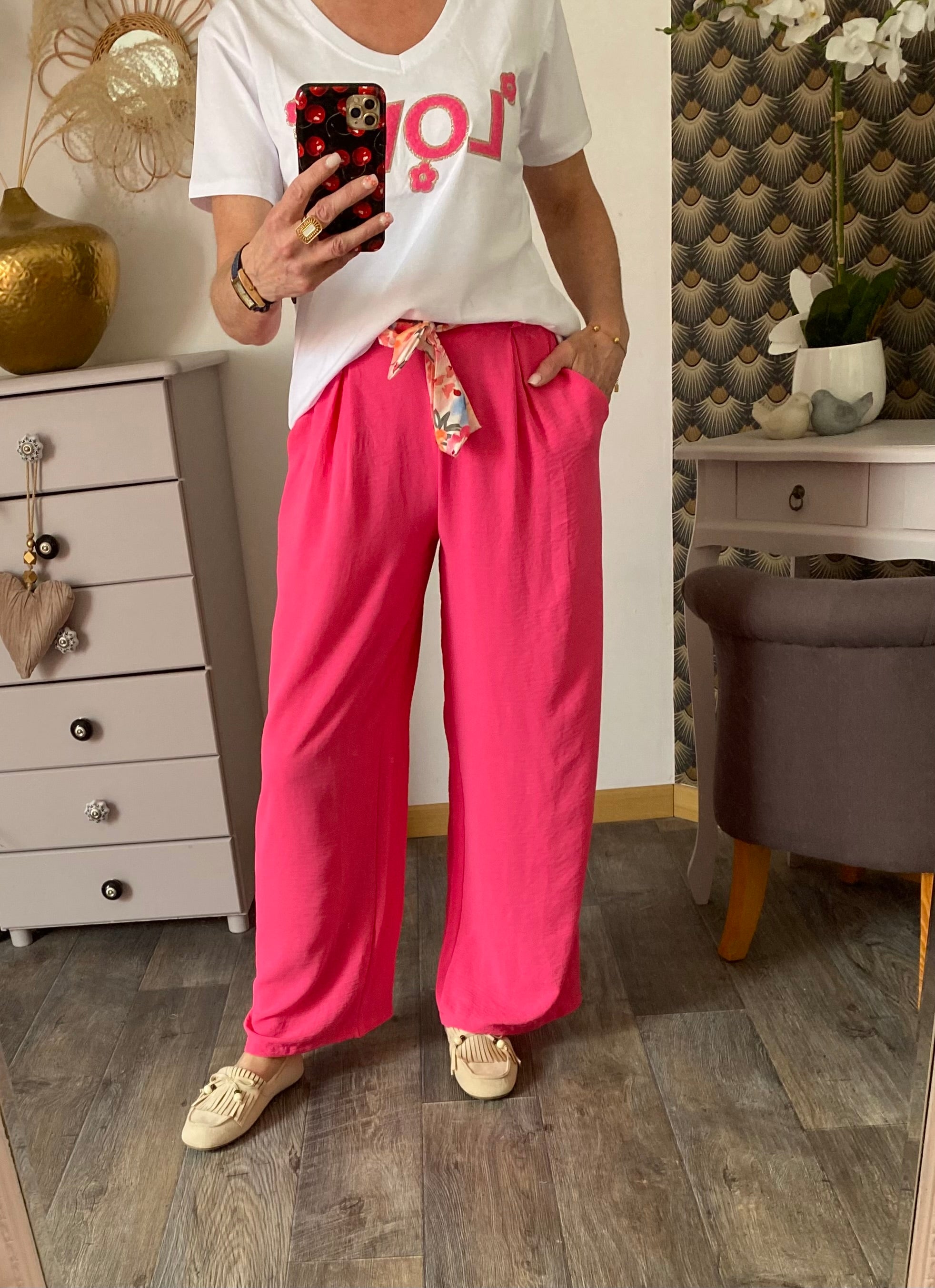 PANTALON  PALAZZO MILY FUSHIA  TU 40/48