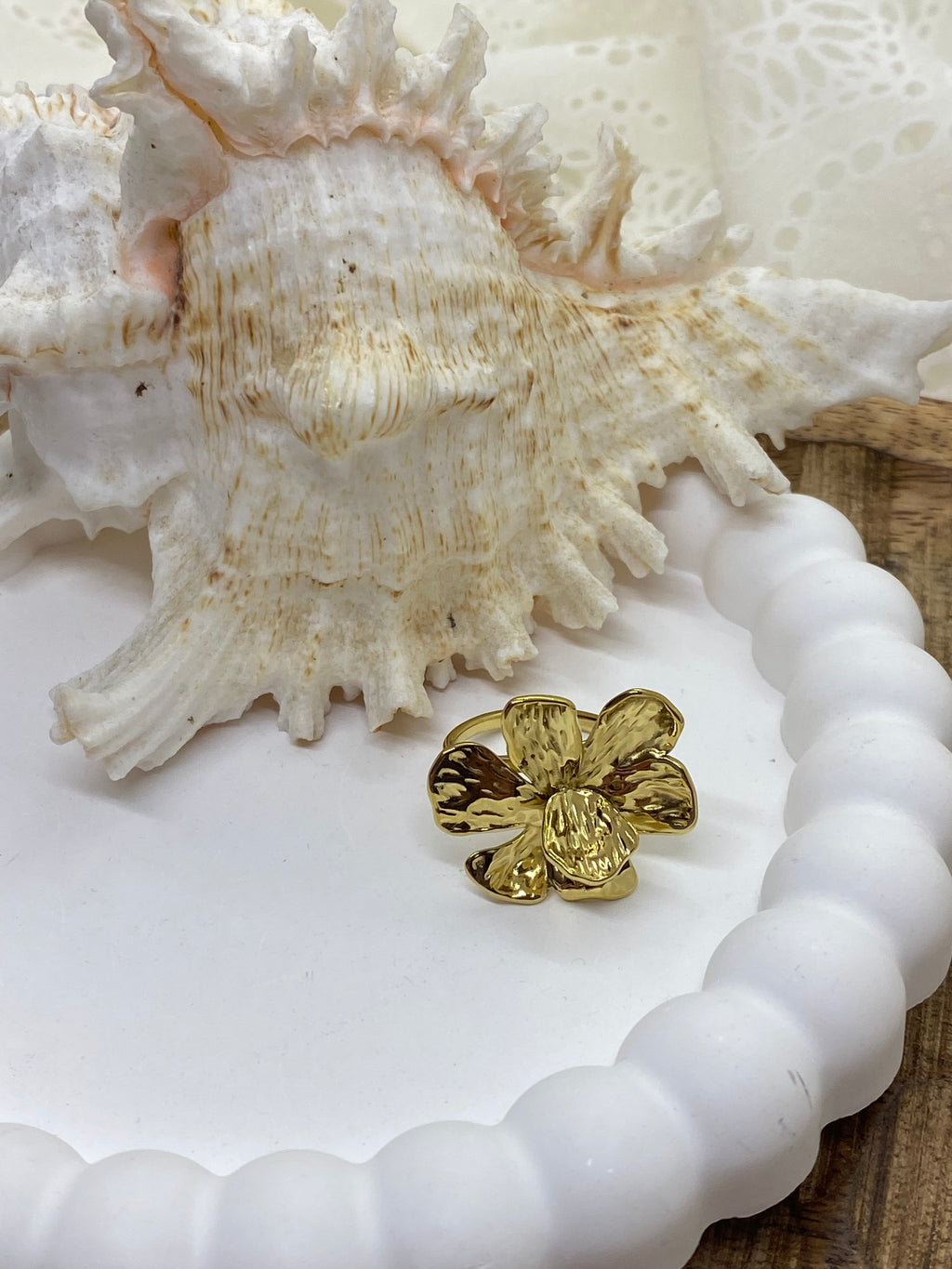 BAGUE FLEUR   ACIER INOXYDABLE