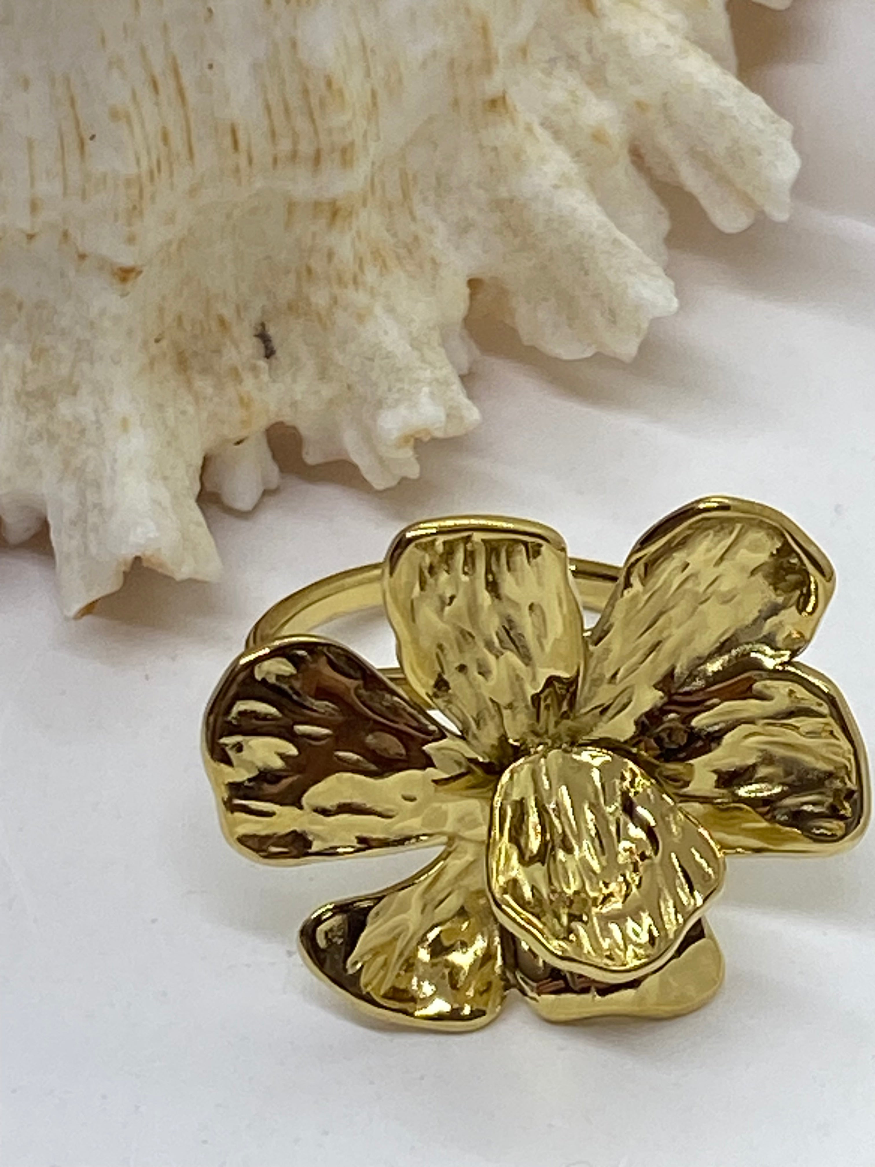 BAGUE FLEUR   ACIER INOXYDABLE