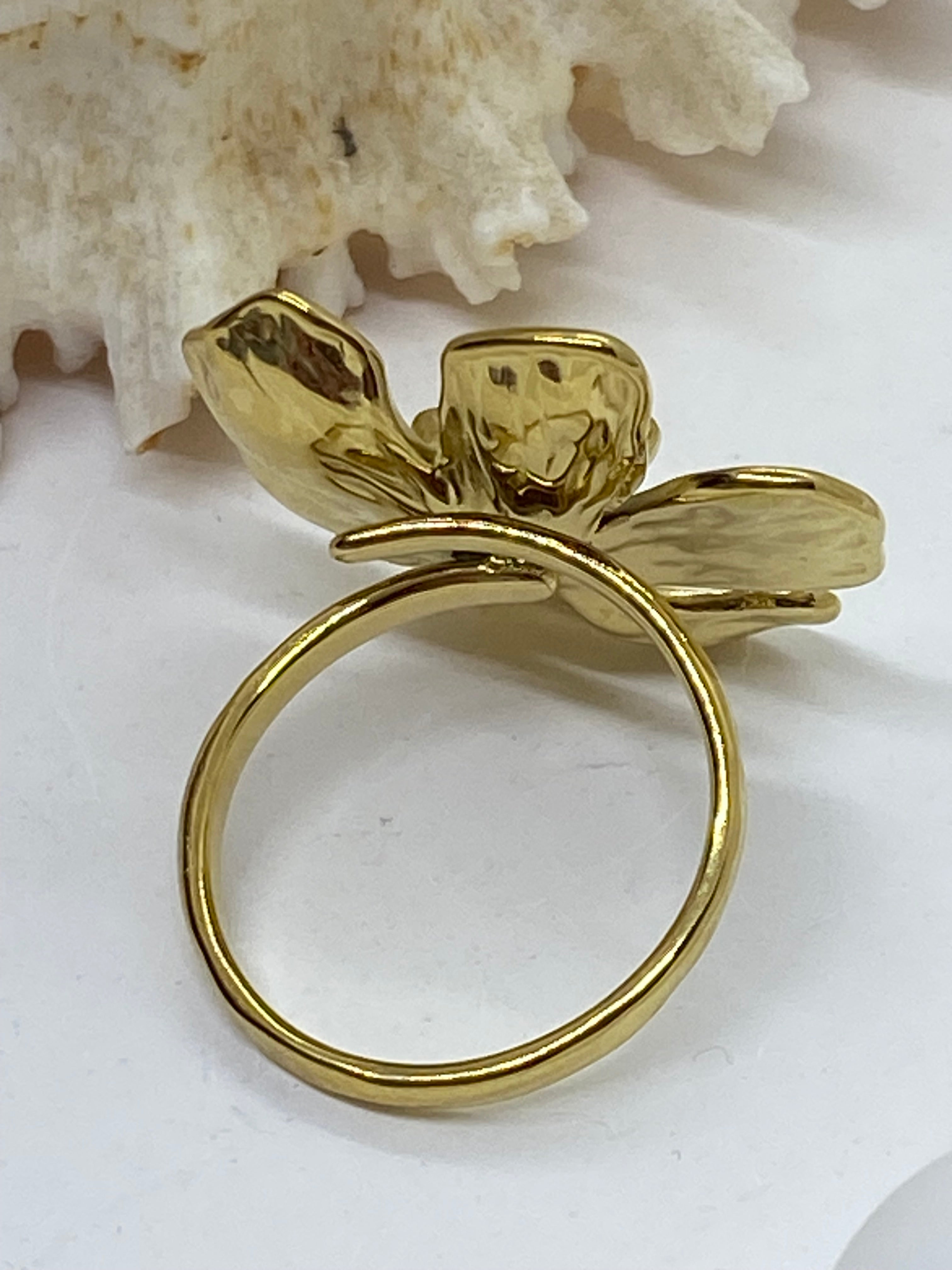 BAGUE FLEUR   ACIER INOXYDABLE