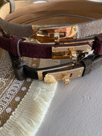 CEINTURE H  REGLABLE CROUTE DE CUIR  ( COCOLAT, NOIR,CAMEL, DORE , BORDEAUX,TAUPEE)