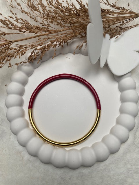 BRACELET JONC BORDEAUX  ACIER INOXYDABLE