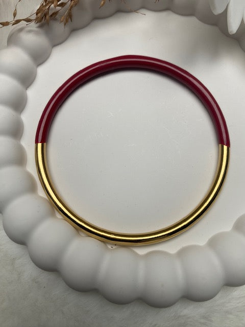 BRACELET JONC BORDEAUX  ACIER INOXYDABLE