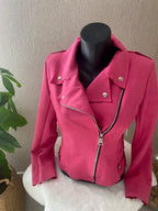 VESTE  Perfecto suedine fushia  TAILLE S