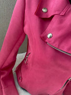 VESTE  Perfecto suedine fushia  TAILLE S