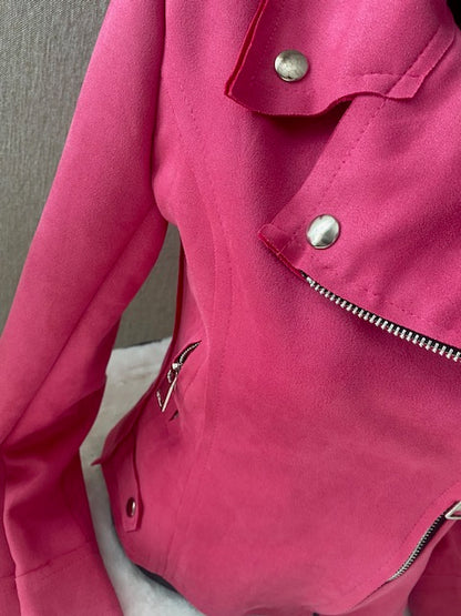 VESTE  Perfecto suedine fushia