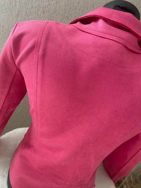 VESTE  Perfecto suedine fushia  TAILLE S