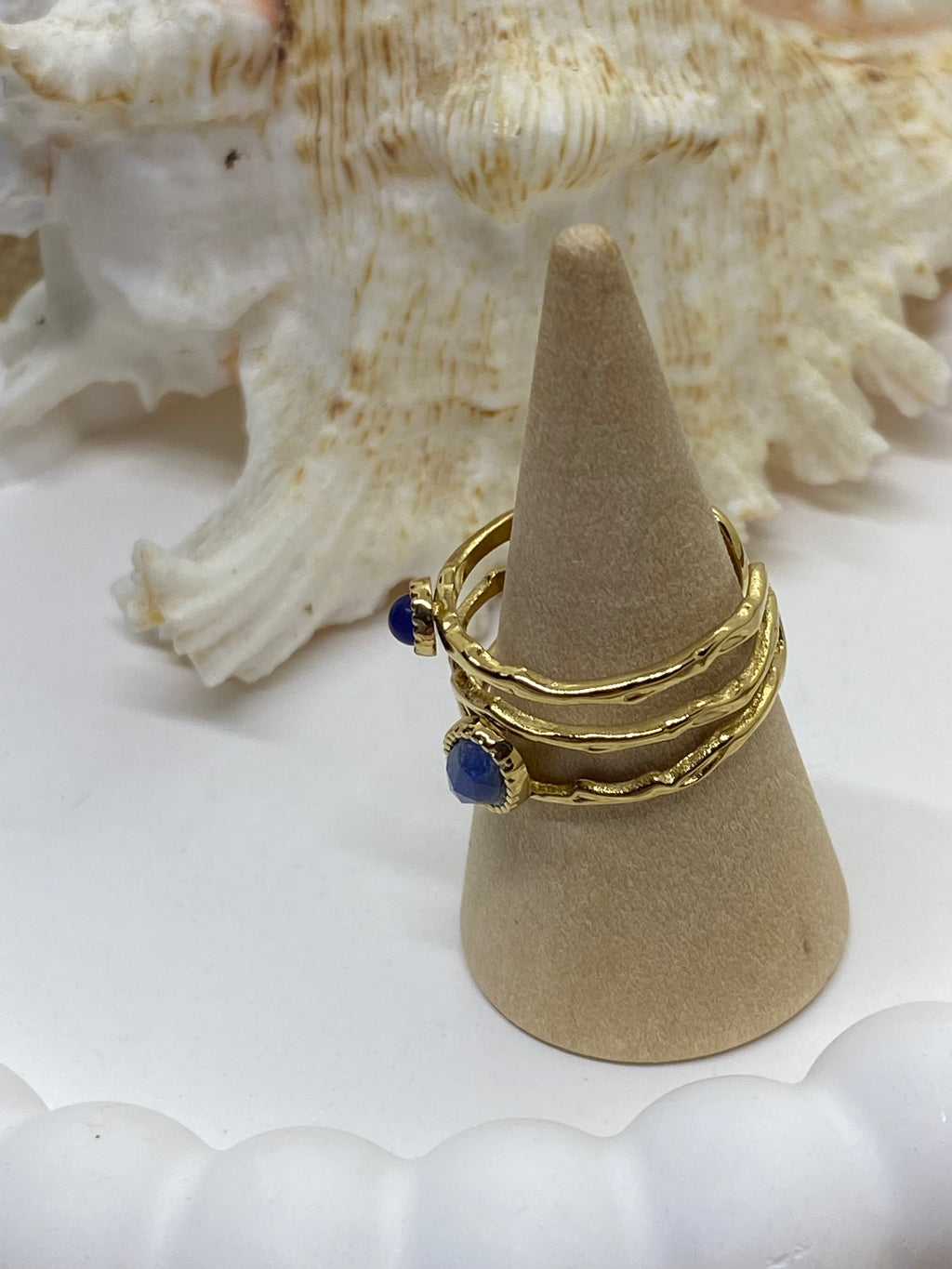 BAGUE FINE AGATHE BLEUE  ACIER INOXYDABLE