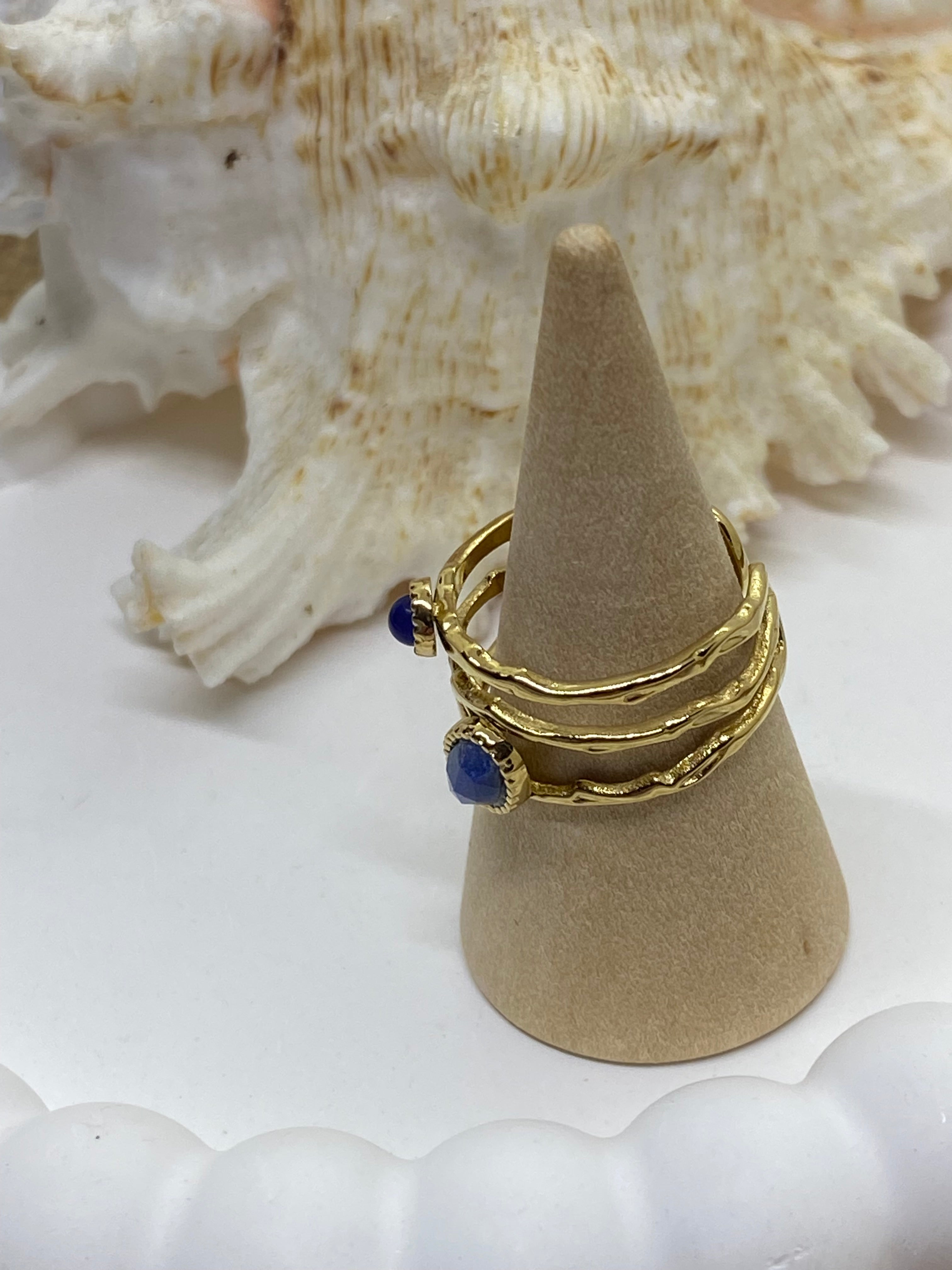 BAGUE FINE AGATHE BLEUE  ACIER INOXYDABLE