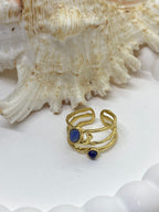 BAGUE FINE AGATHE BLEUE  ACIER INOXYDABLE