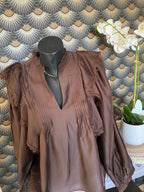 BLOUSE ISABELLA  CHOCOLAT   TENCEL   TAILLES: S/M/L