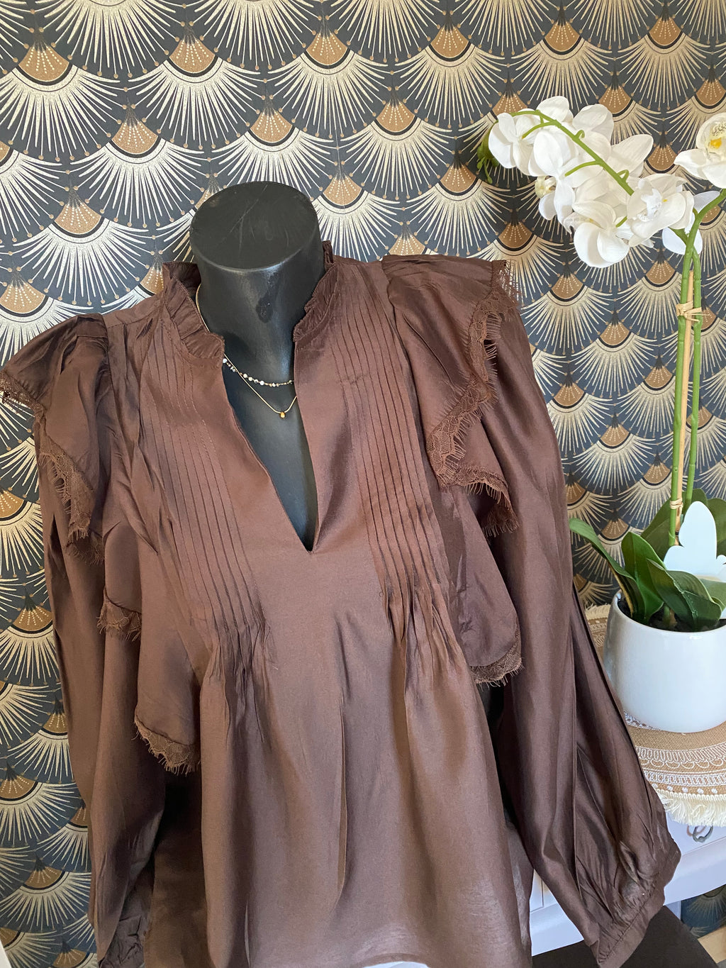 BLOUSE ISABELLA  CHOCOLAT   TENCEL   TAILLES: S/M/L