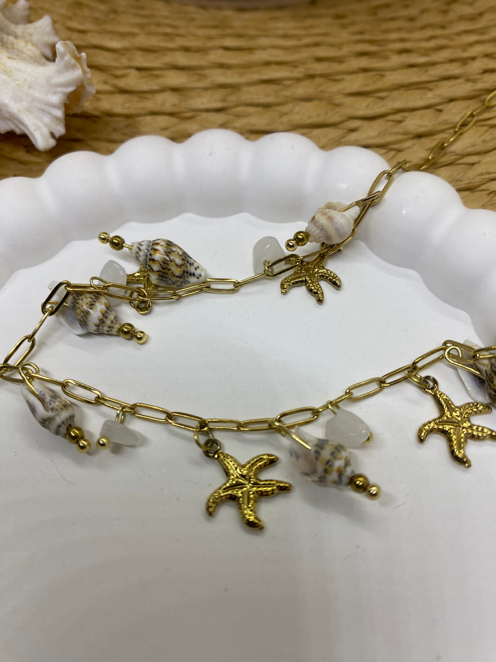 COLLIER SAUTOIR  COQUILLAGE  COLLECTION OCEAN     ACIER INOXYDABLE