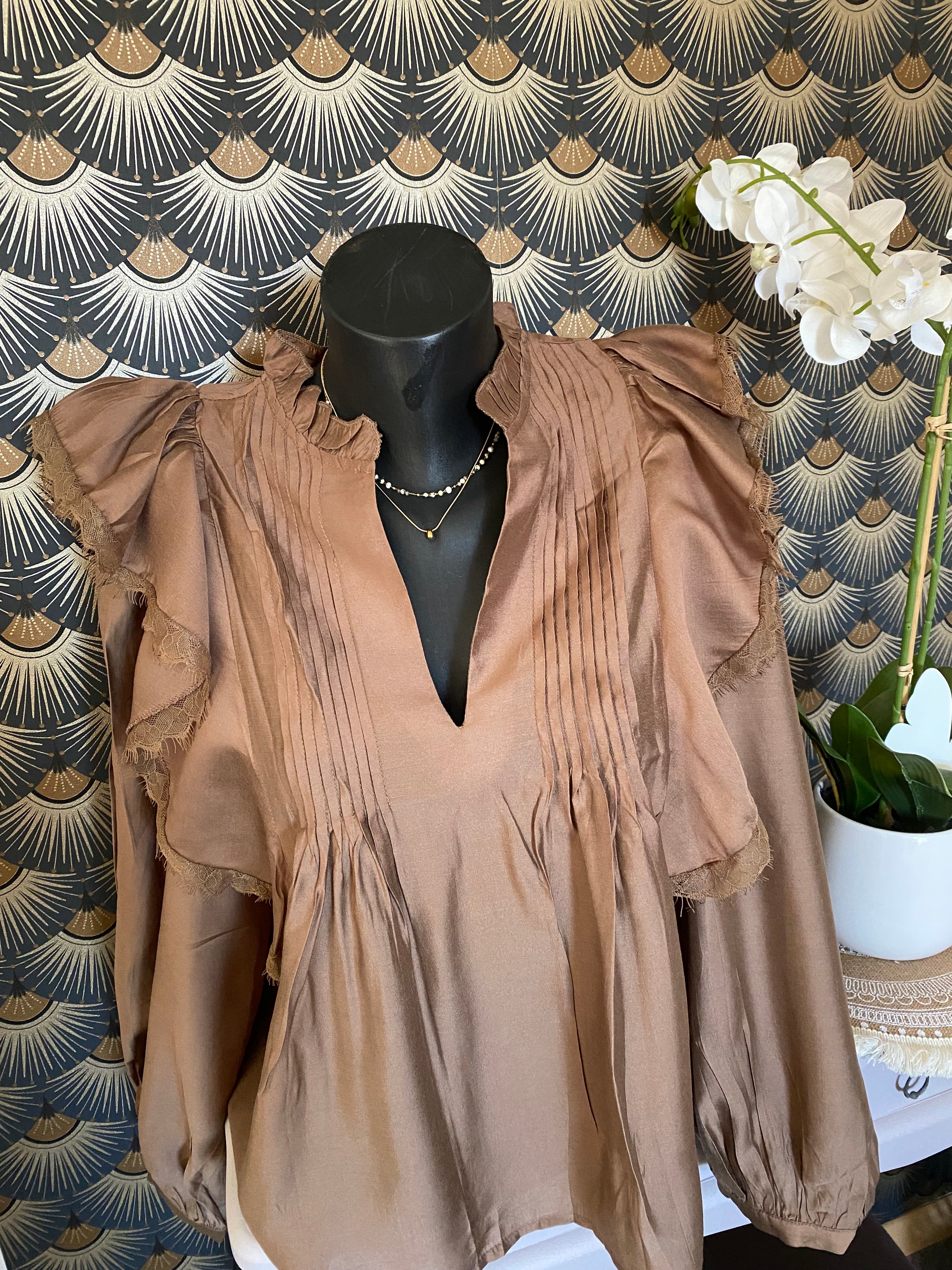 BLOUSE ISABELLA  BRUN TENCEL   TAILLES: S/M/L