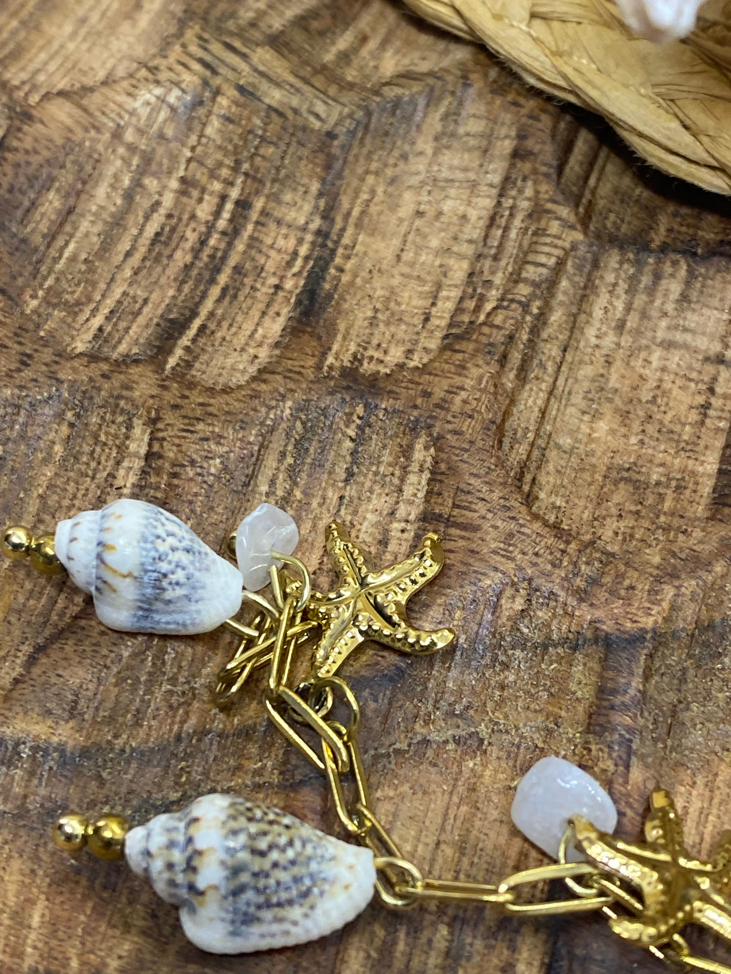 COLLIER SAUTOIR  COQUILLAGE  COLLECTION OCEAN     ACIER INOXYDABLE