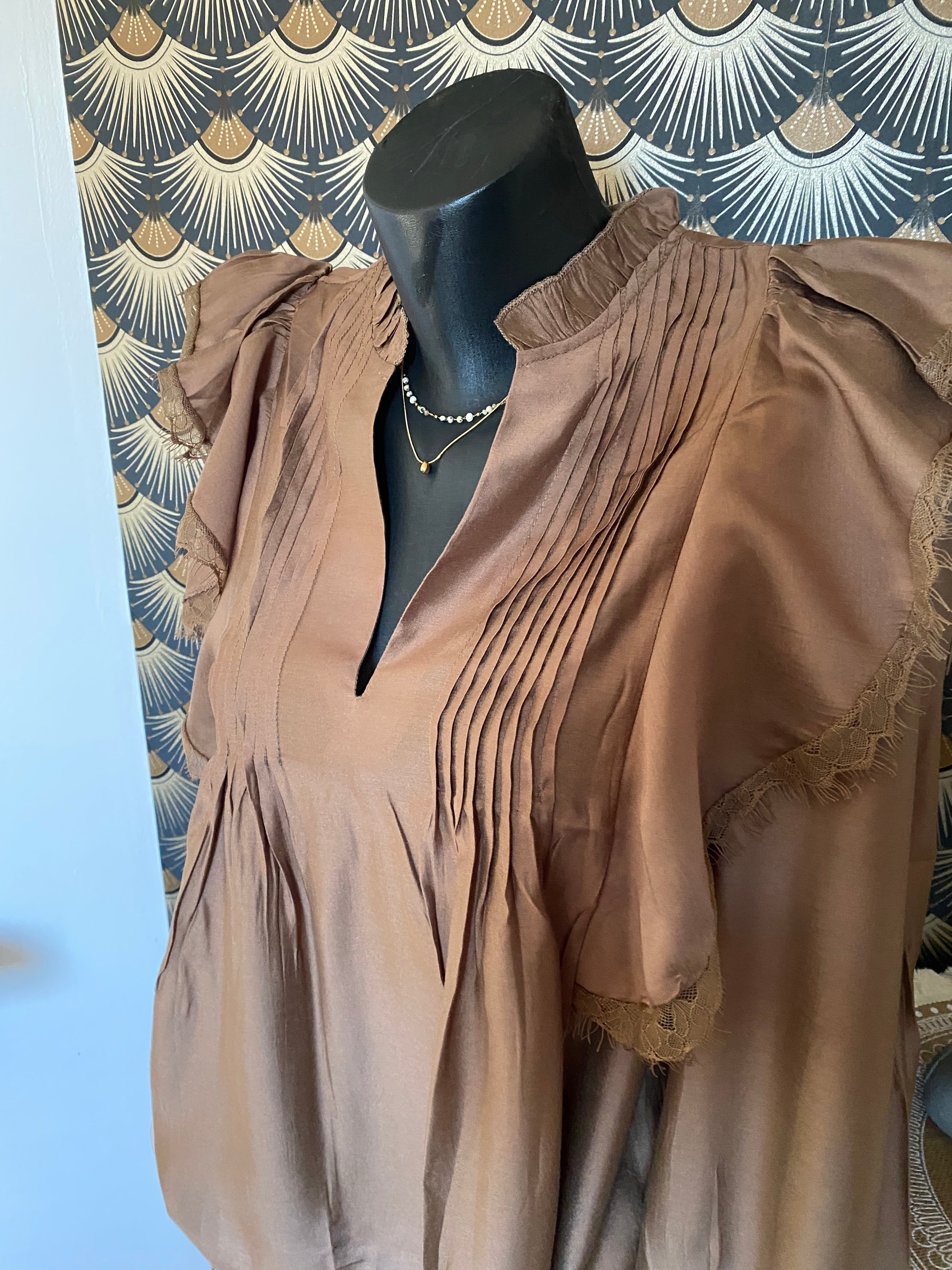 BLOUSE ISABELLA  BRUN TENCEL   TAILLES: S/M/L