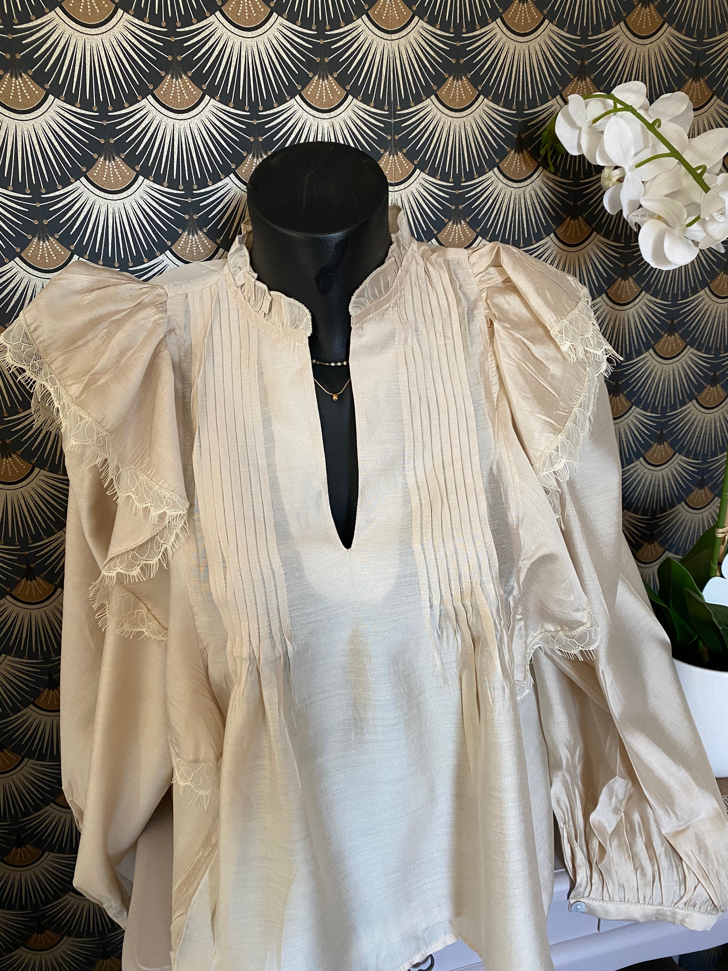 BLOUSE ISABELLA  ECRU  TENCEL   TAILLES: S/M/L