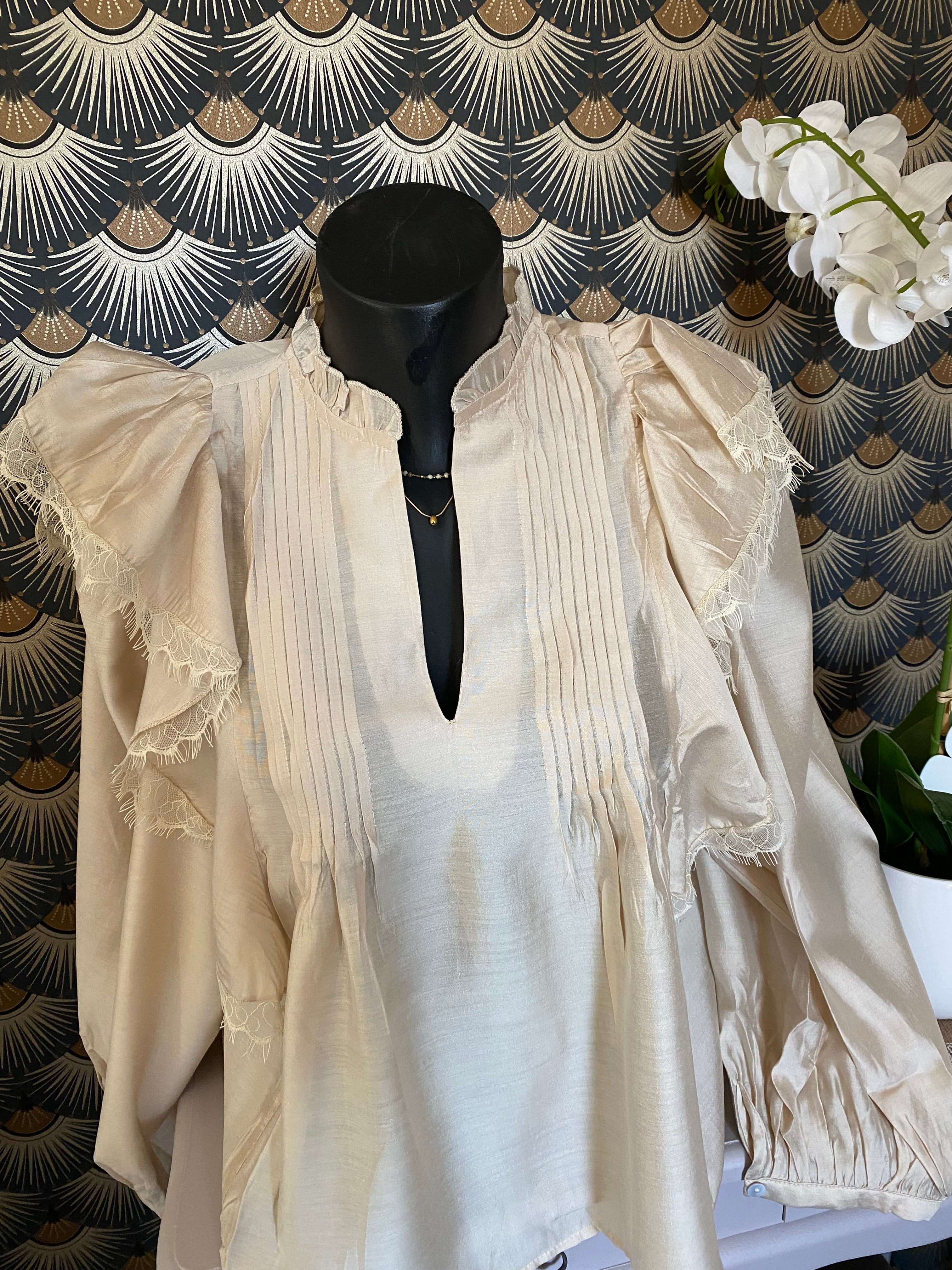 BLOUSE ISABELLA  ECRU  TENCEL   TAILLES: S/M/L