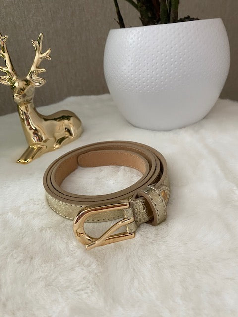 Ceinture  en cuir   doré
