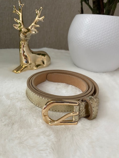 Ceinture  en cuir   doré