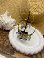 BOUCLES D' OREILLES  CREOLES COLLECTION OCEAN BLANCHES    ACIER INOXYDABLE