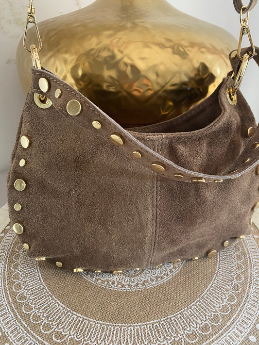 SAC CUIR TAUPE   CLOU