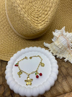 BRACELET CERISE  COLLECTION OCEAN  ACIER INOXYDABLE